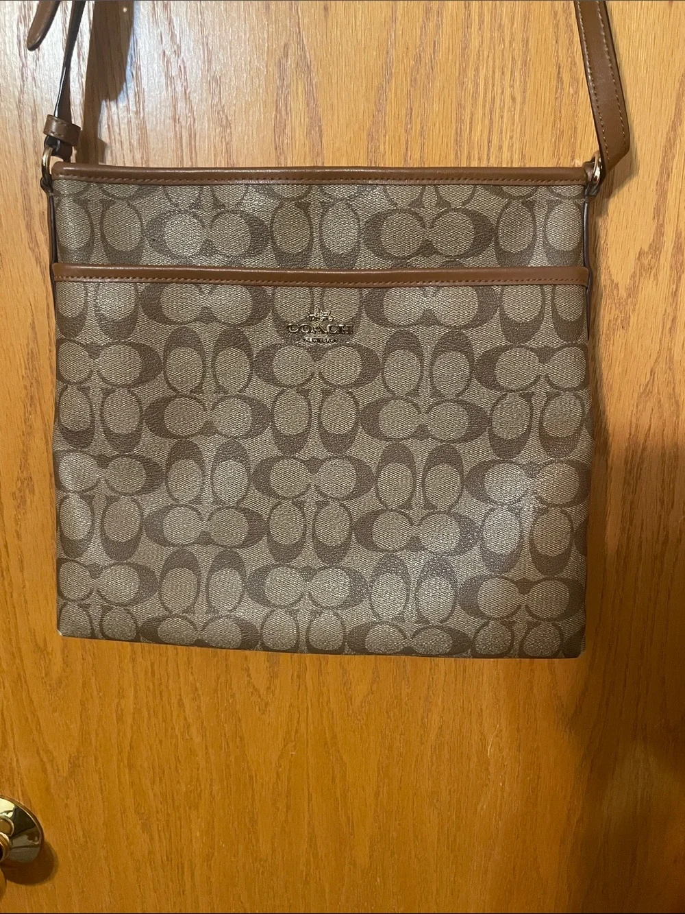 Coach signature file crossbody bag